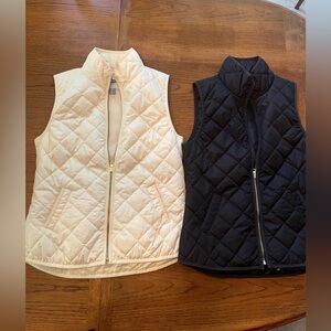 Quilted vests- gold zipper black and white